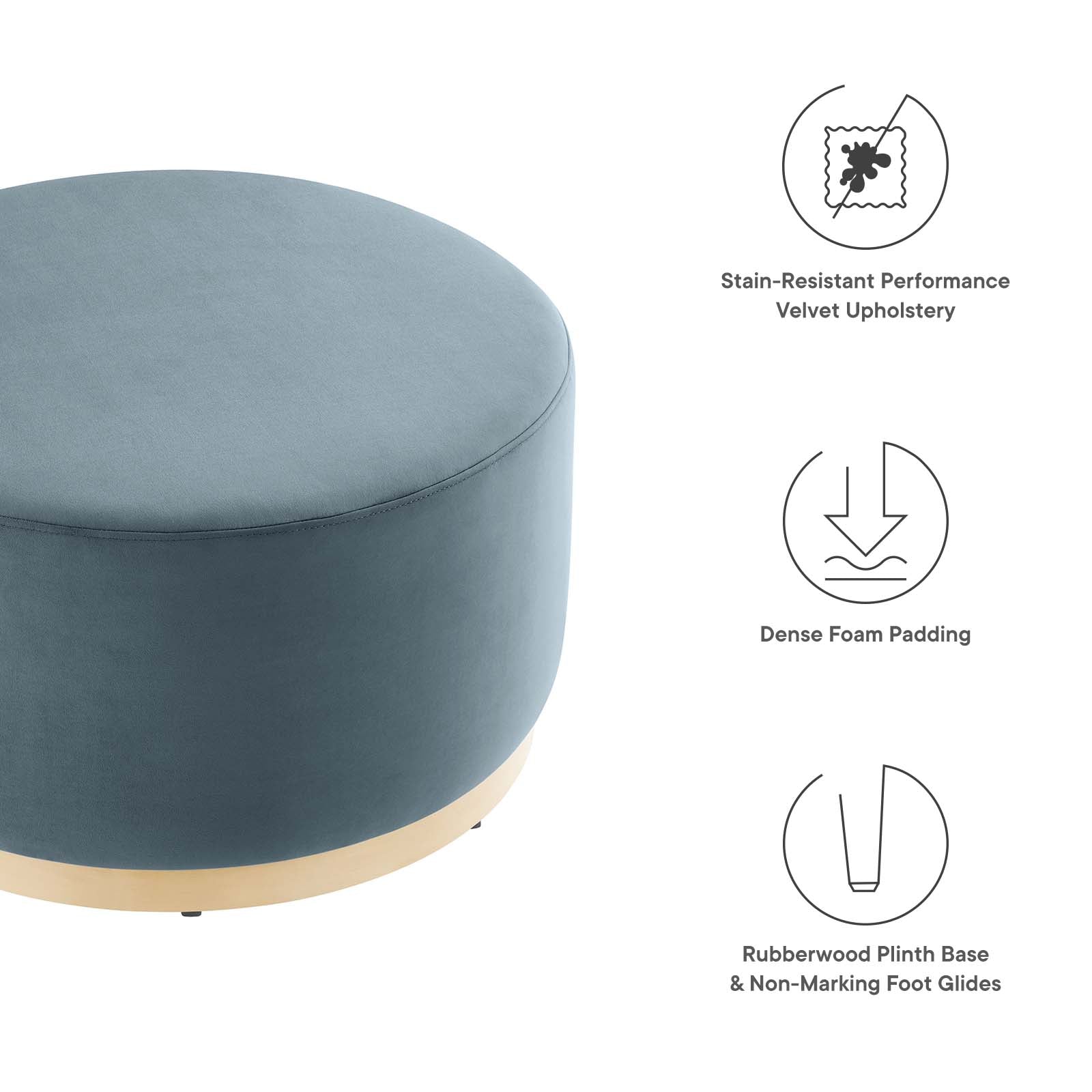 Tilden Large 29" Round Performance Velvet Upholstered Ottoman By Modway - EEI-6648 | Ottomans | Modishstore - 11