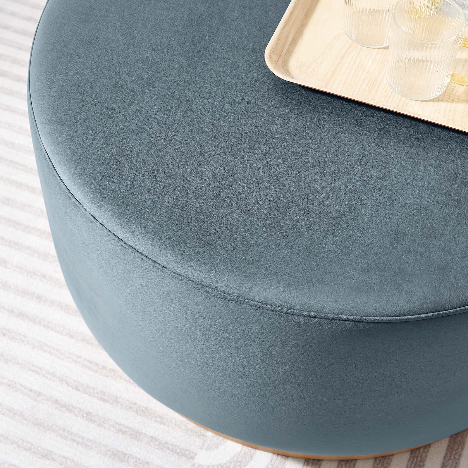 Tilden Large 29" Round Performance Velvet Upholstered Ottoman By Modway - EEI-6648 | Ottomans | Modishstore - 13