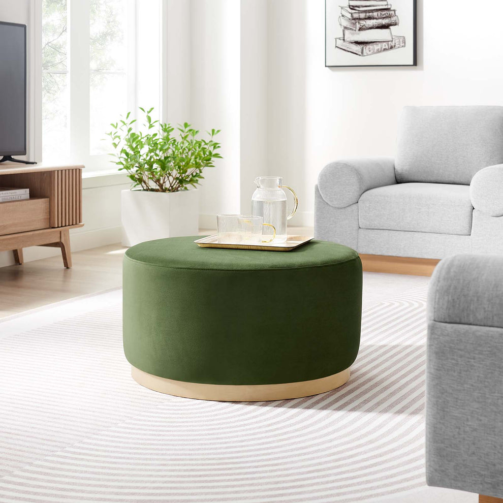 Tilden Large 29" Round Performance Velvet Upholstered Ottoman By Modway - EEI-6648 | Ottomans | Modishstore - 21
