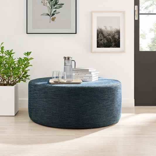 Callum Large 38" Round Woven Heathered Fabric Upholstered Ottoman By Modway - EEI-6649 | Ottomans | Modishstore - 1