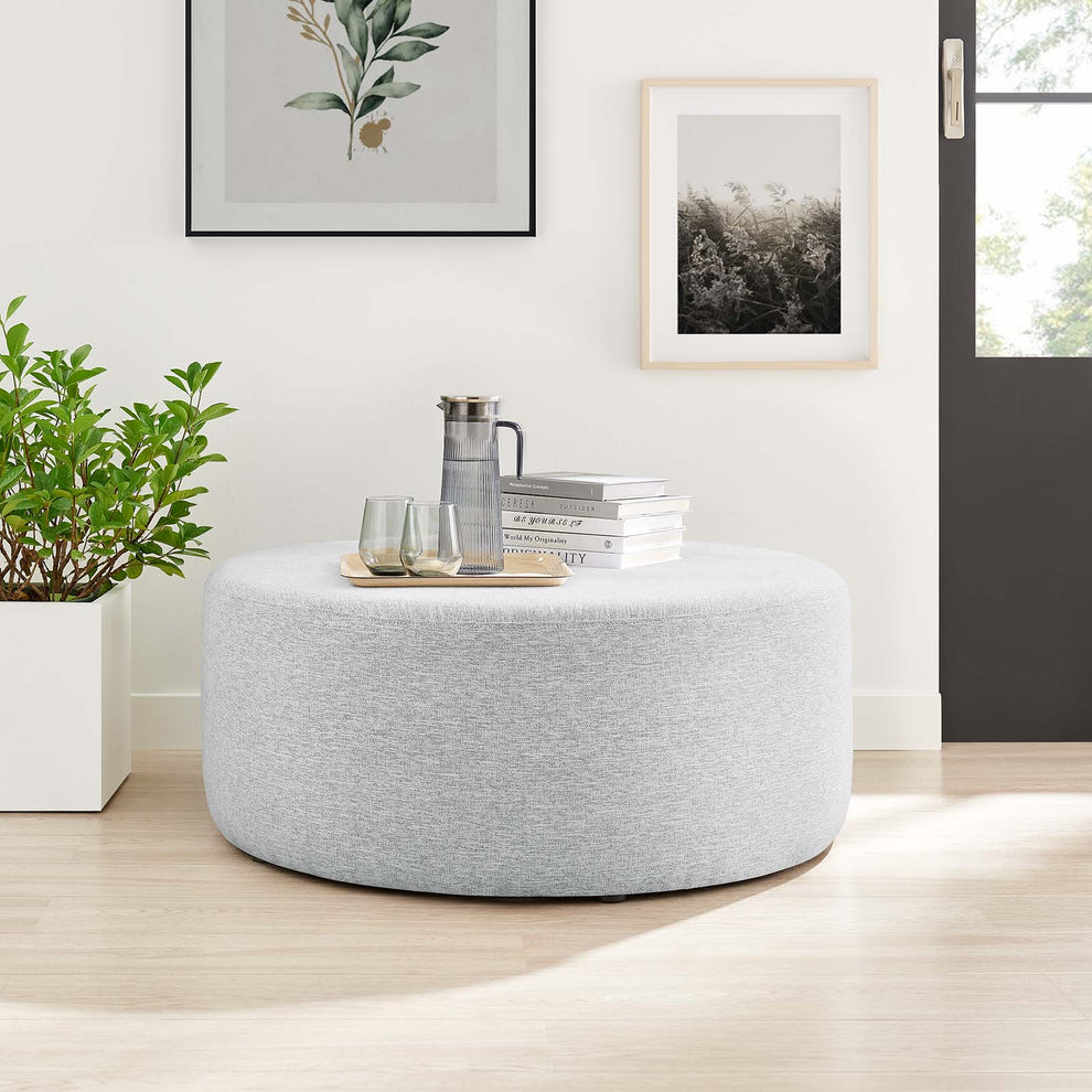 Callum Large 38" Round Woven Heathered Fabric Upholstered Ottoman By Modway - EEI-6649 | Ottomans | Modishstore - 21
