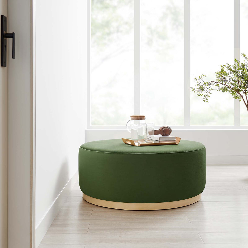Tilden Large 38" Round Performance Velvet Upholstered Ottoman By Modway - EEI-6650 | Ottomans | Modishstore - 21