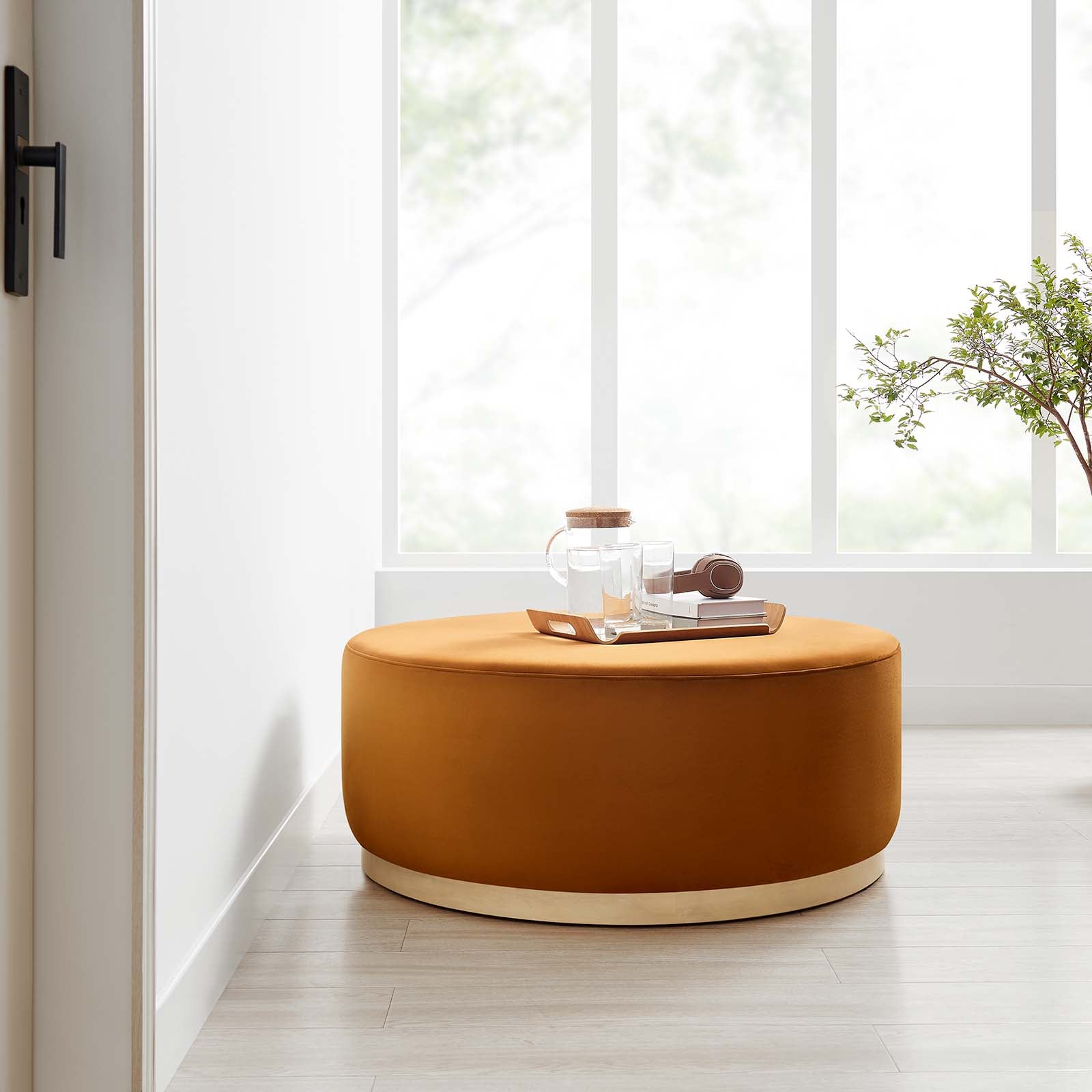 Tilden Large 38" Round Performance Velvet Upholstered Ottoman By Modway - EEI-6650 | Ottomans | Modishstore - 28