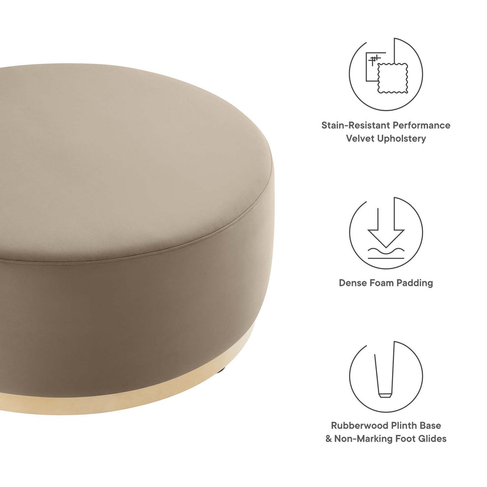 Tilden Large 38" Round Performance Velvet Upholstered Ottoman By Modway - EEI-6650 | Ottomans | Modishstore - 32