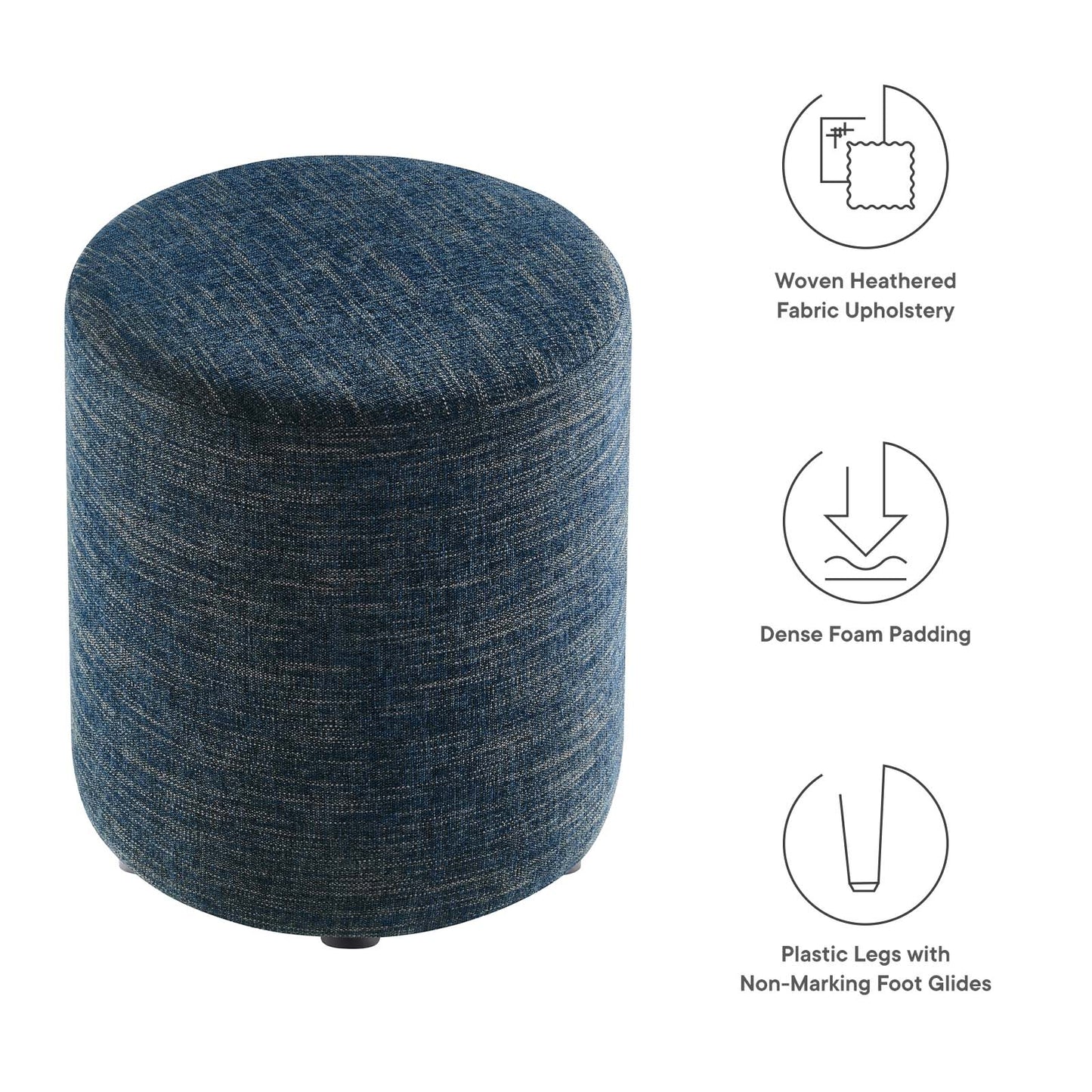 Callum 16" Round Woven Heathered Fabric Upholstered Ottoman By Modway - EEI-6651 | Ottomans | Modishstore - 6