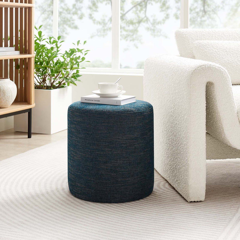 Callum 16" Round Woven Heathered Fabric Upholstered Ottoman By Modway - EEI-6651 | Ottomans | Modishstore - 1