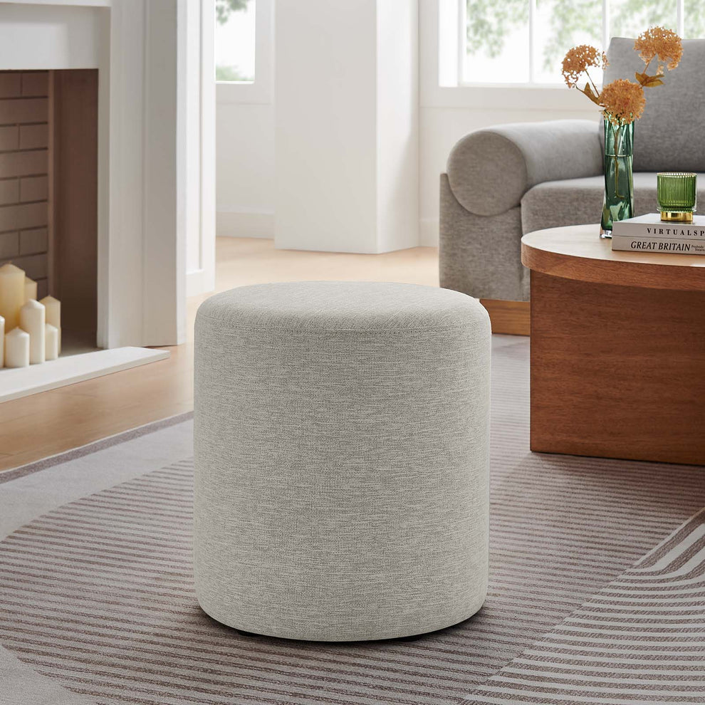 Callum 16" Round Woven Heathered Fabric Upholstered Ottoman By Modway - EEI-6651 | Ottomans | Modishstore - 16