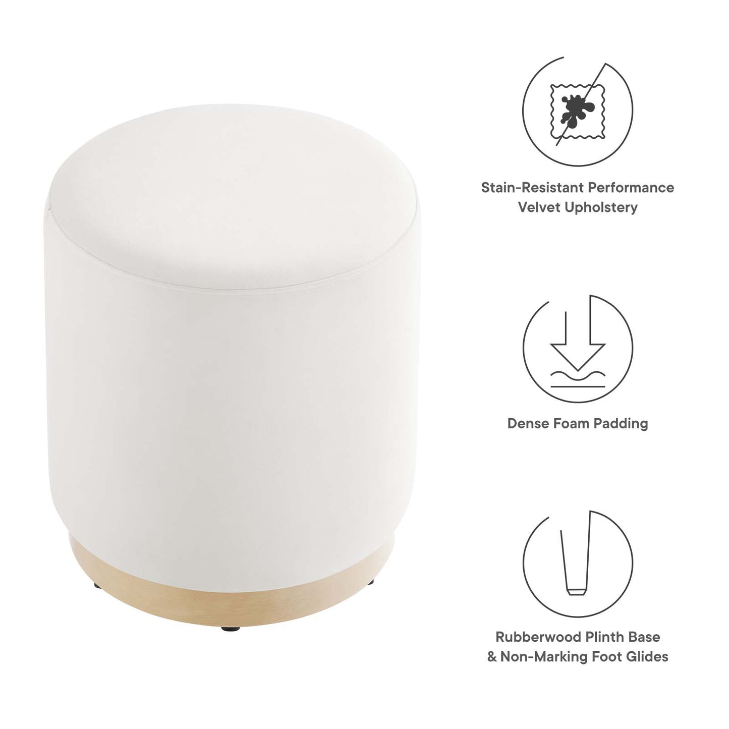 Tilden 16" Round Performance Velvet Upholstered Ottoman By Modway - EEI-6652 | Ottomans | Modishstore - 6