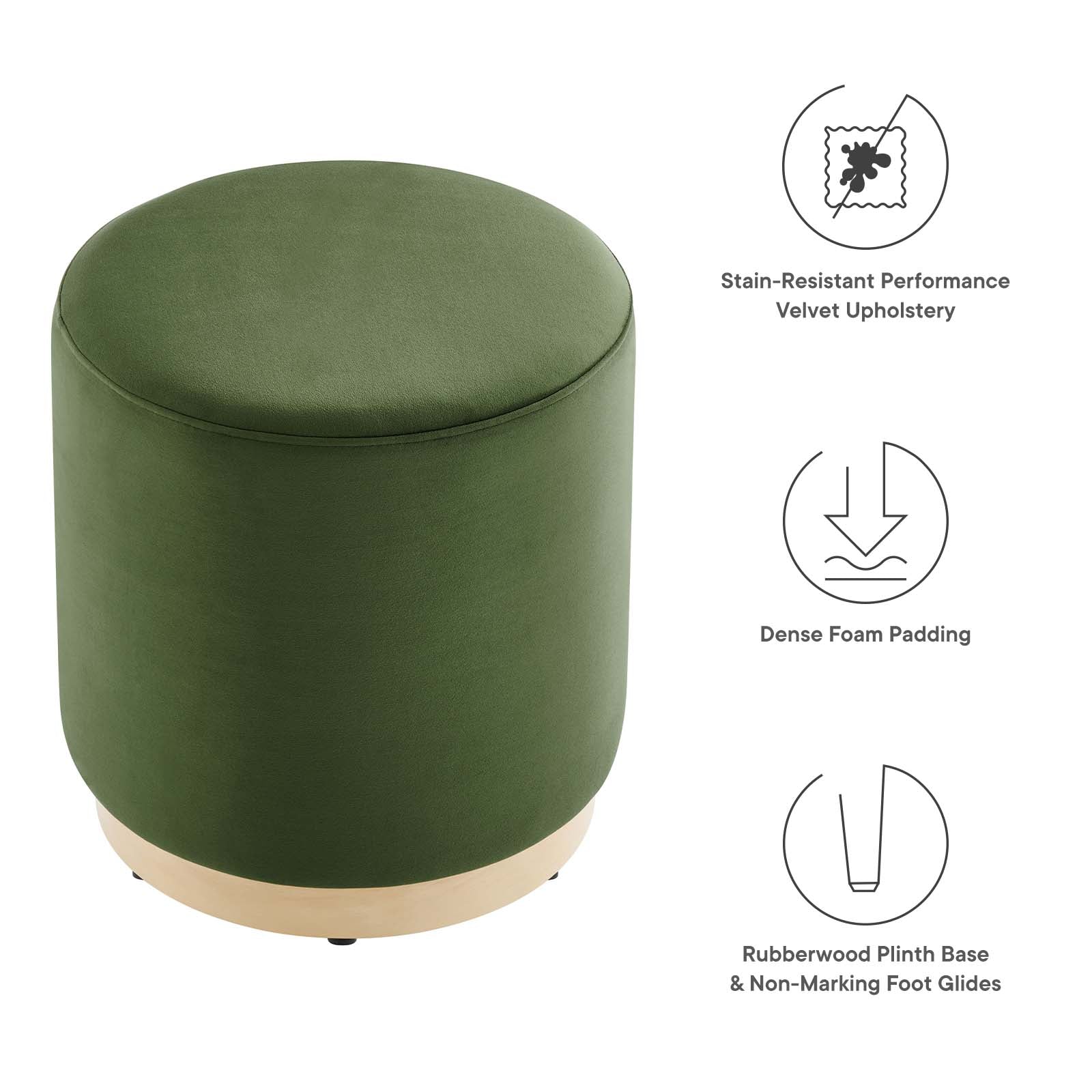 Tilden 16" Round Performance Velvet Upholstered Ottoman By Modway - EEI-6652 | Ottomans | Modishstore - 21