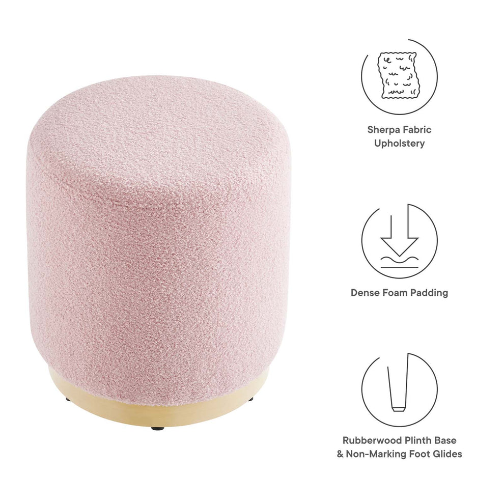 Tilden 16" Round Sherpa Upholstered Ottoman By Modway - EEI-6653 | Ottomans | Modishstore - 6