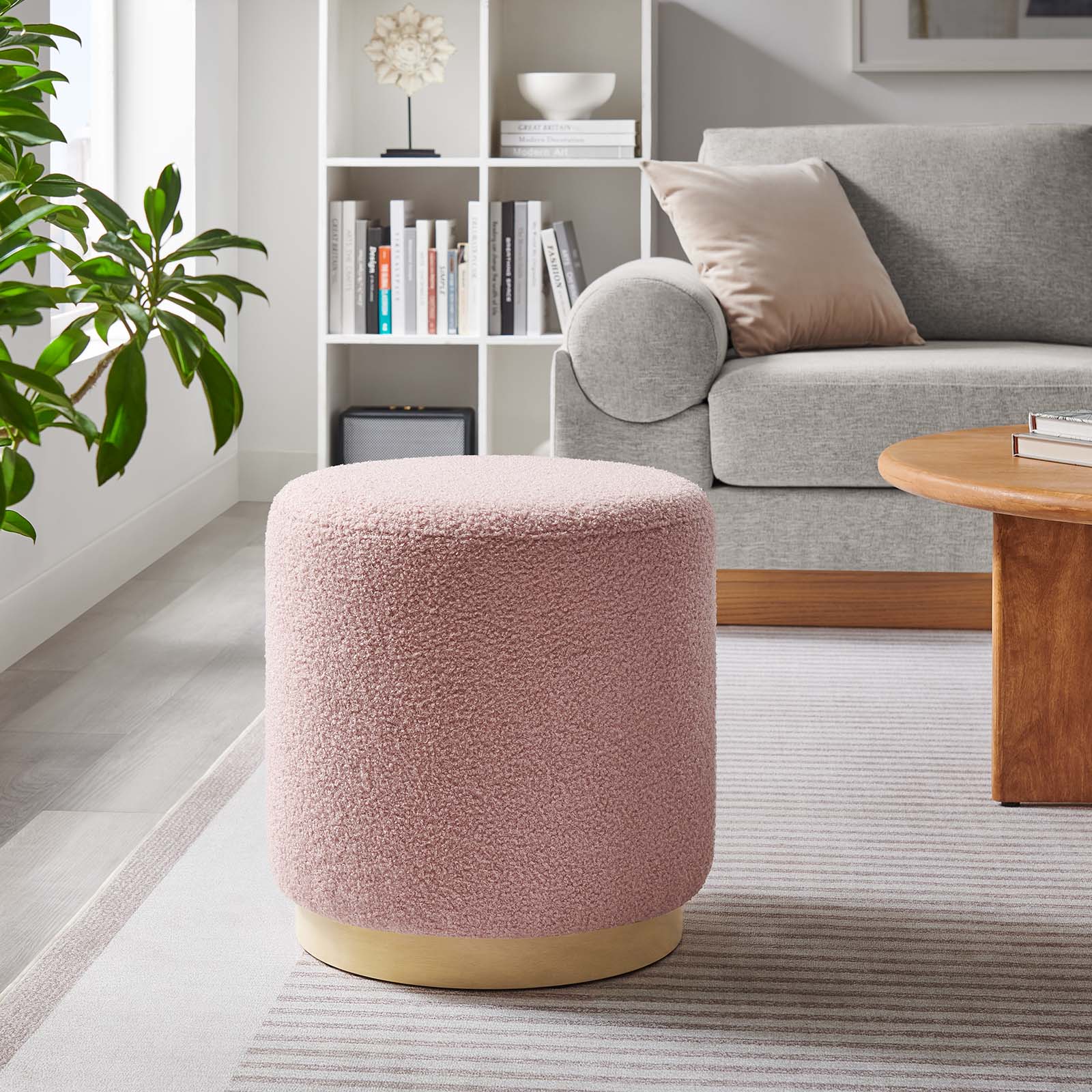 Tilden 16" Round Sherpa Upholstered Ottoman By Modway - EEI-6653 | Ottomans | Modishstore - 1