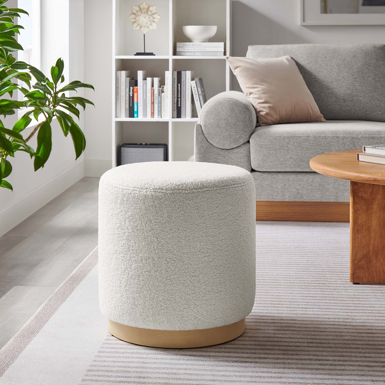 Tilden 16" Round Sherpa Upholstered Ottoman By Modway - EEI-6653 | Ottomans | Modishstore - 16