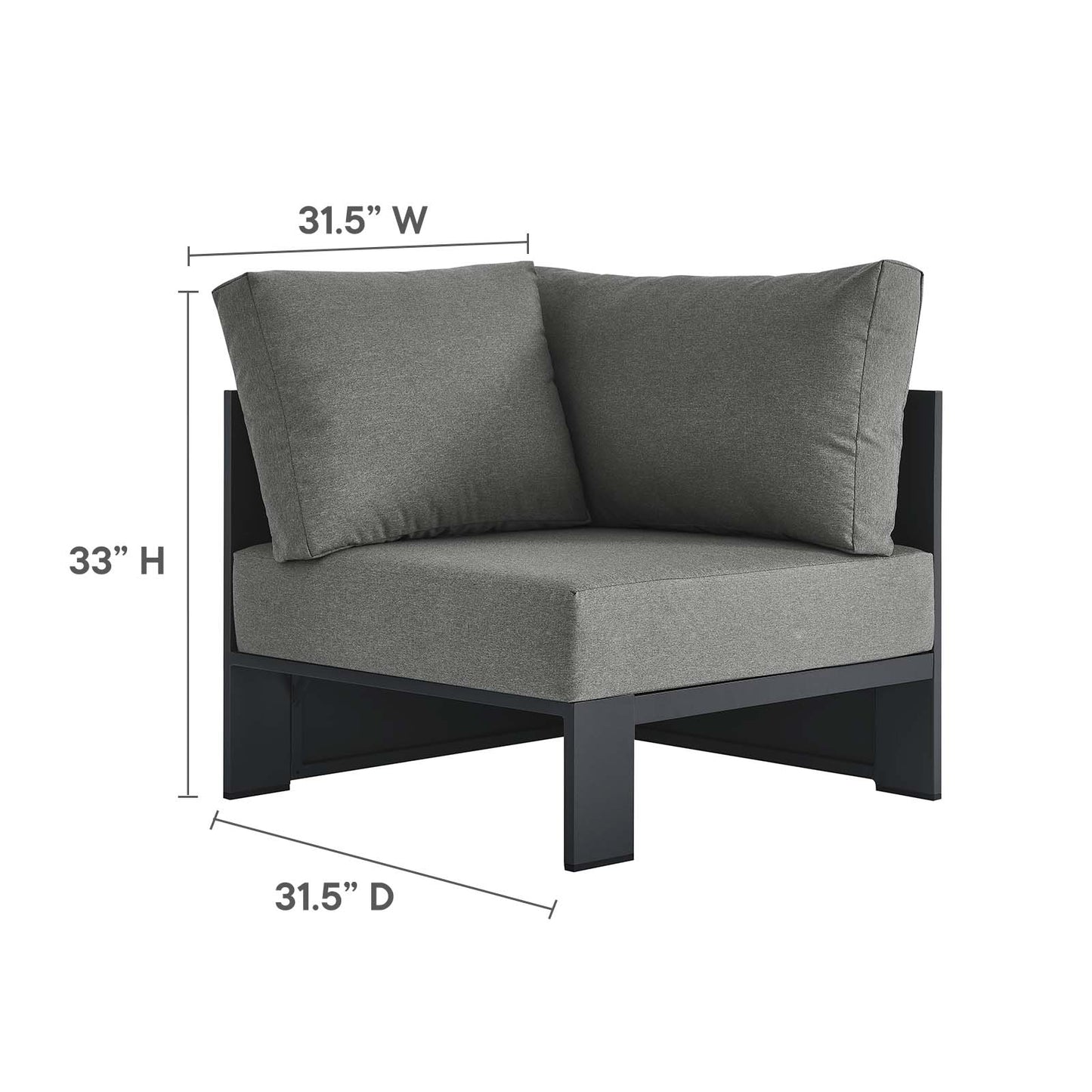 Tahoe Outdoor Patio Powder-Coated Aluminum 3-Piece Sectional Sofa Set By Modway - EEI-6668 | Outdoor Sofas, Loveseats & Sectionals | Modishstore - 6