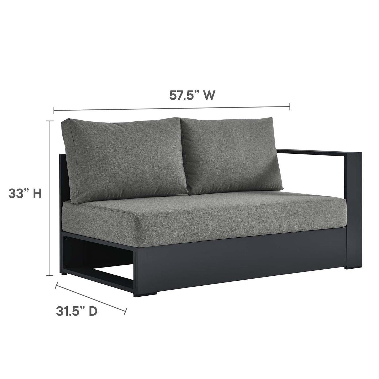 Tahoe Outdoor Patio Powder-Coated Aluminum 3-Piece Sectional Sofa Set By Modway - EEI-6668 | Outdoor Sofas, Loveseats & Sectionals | Modishstore - 7