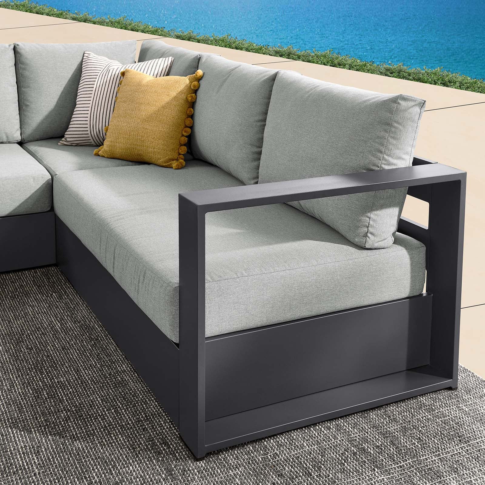 Tahoe Outdoor Patio Powder-Coated Aluminum 3-Piece Sectional Sofa Set By Modway - EEI-6668 | Outdoor Sofas, Loveseats & Sectionals | Modishstore - 15