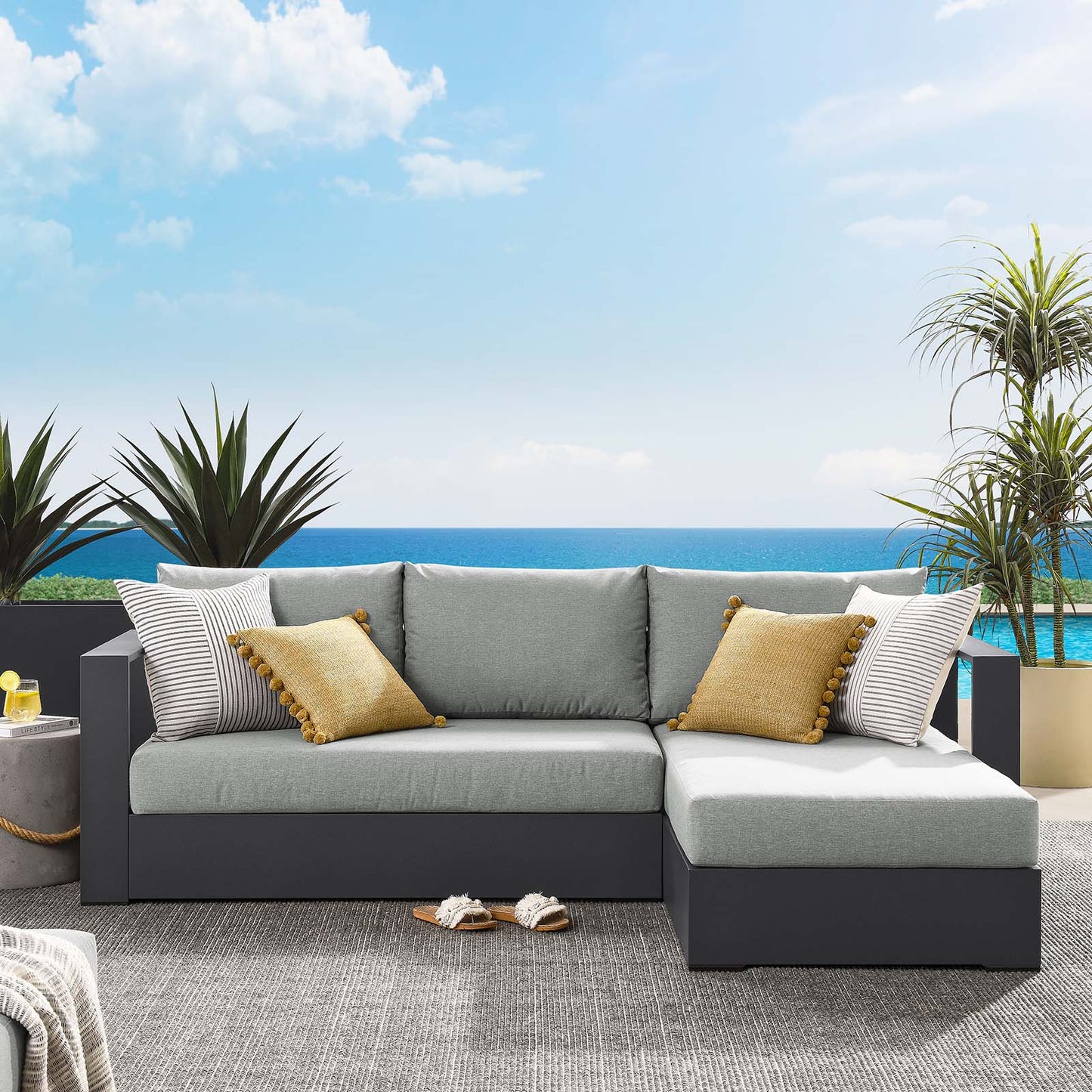 Tahoe Outdoor Patio Powder-Coated Aluminum 2-Piece Right-Facing Chaise Sectional Sofa Set By Modway - EEI-6669 | Outdoor Sofas, Loveseats & Sectionals | Modishstore - 14