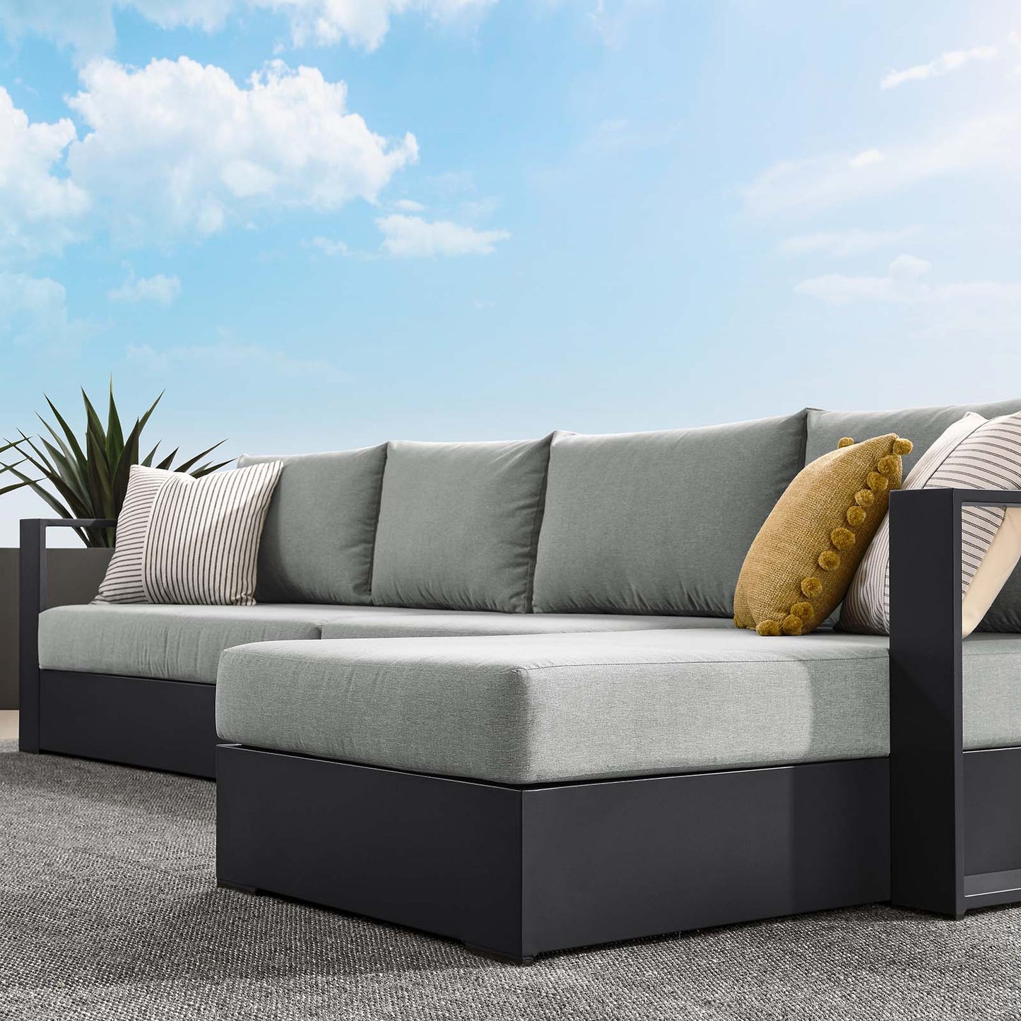 Tahoe Outdoor Patio Powder-Coated Aluminum 3-Piece Right-Facing Chaise Sectional Sofa Set By Modway - EEI-6671 | Outdoor Sofas, Loveseats & Sectionals | Modishstore - 15