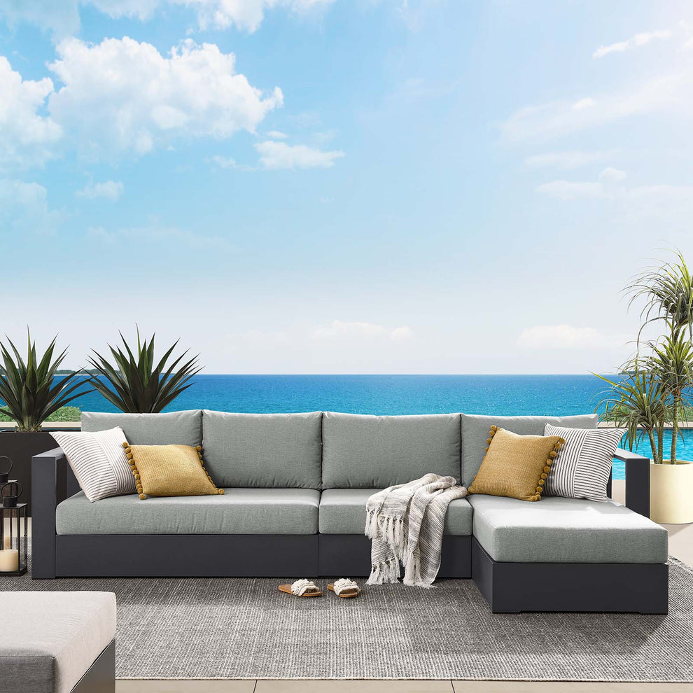 Tahoe Outdoor Patio Powder-Coated Aluminum 3-Piece Right-Facing Chaise Sectional Sofa Set By Modway - EEI-6671 | Outdoor Sofas, Loveseats & Sectionals | Modishstore - 16