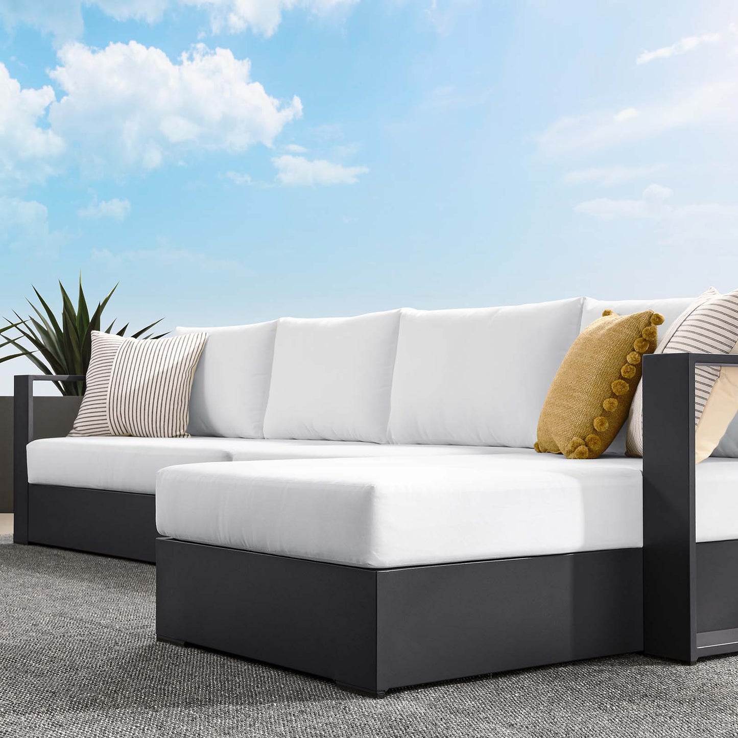 Tahoe Outdoor Patio Powder-Coated Aluminum 3-Piece Right-Facing Chaise Sectional Sofa Set By Modway - EEI-6671 | Outdoor Sofas, Loveseats & Sectionals | Modishstore - 23