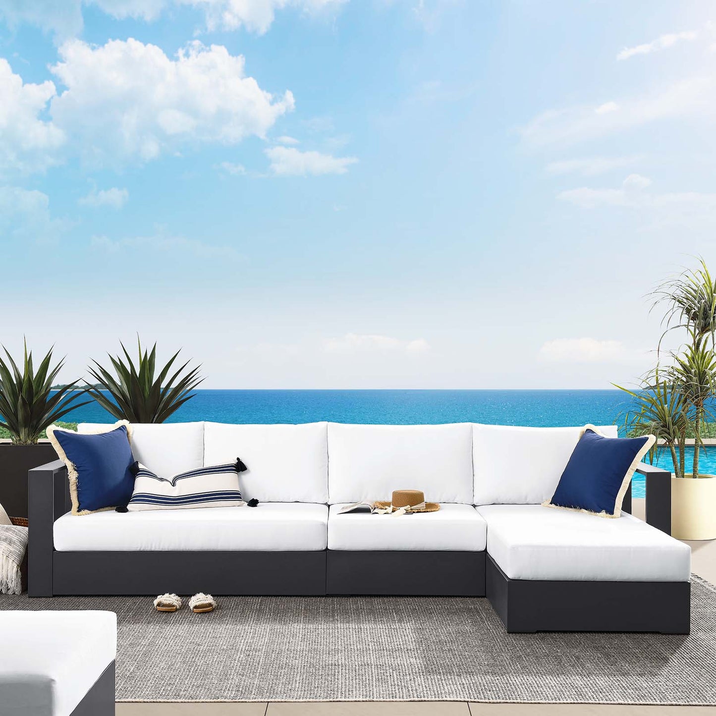 Tahoe Outdoor Patio Powder-Coated Aluminum 3-Piece Right-Facing Chaise Sectional Sofa Set By Modway - EEI-6671 | Outdoor Sofas, Loveseats & Sectionals | Modishstore - 24