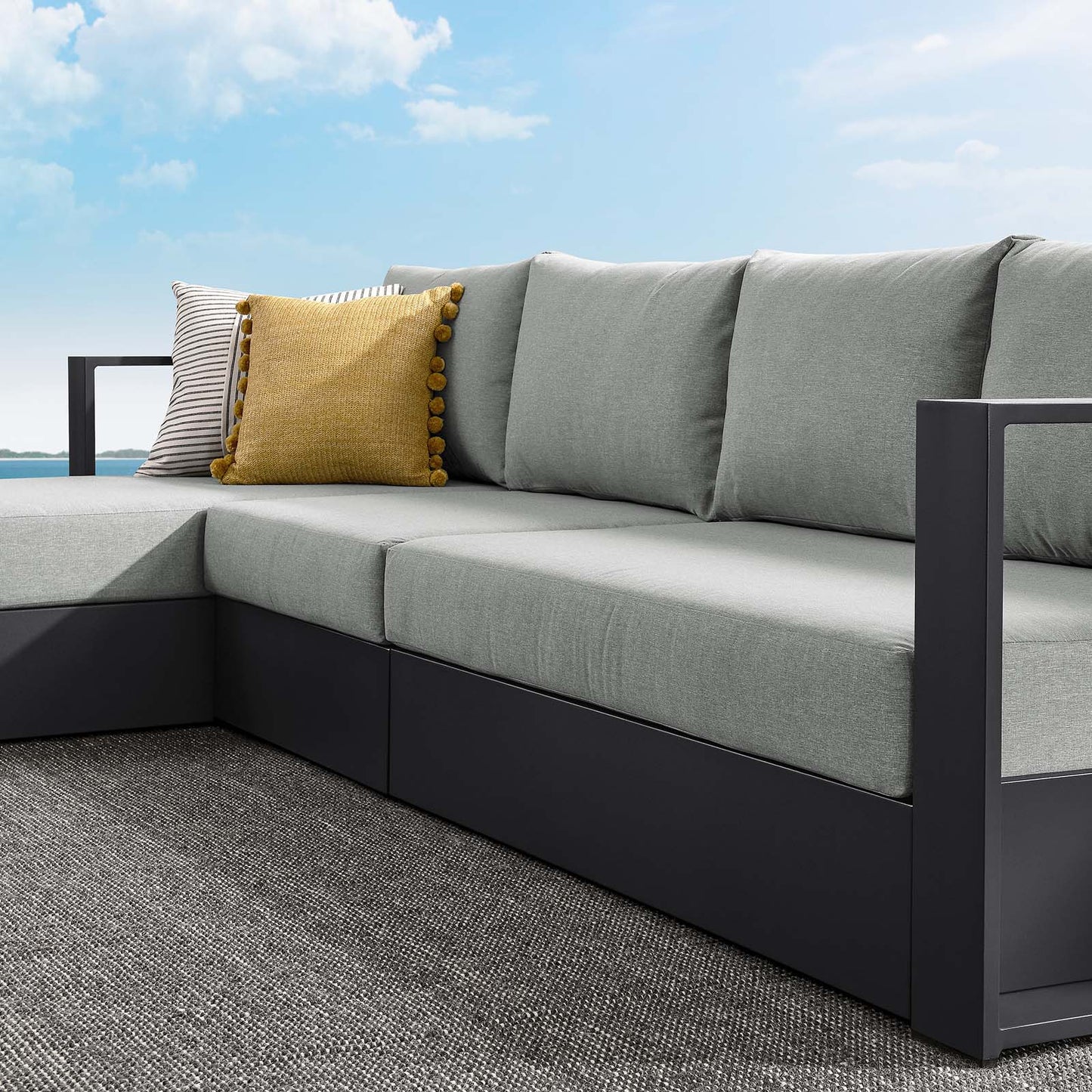 Tahoe Outdoor Patio Powder-Coated Aluminum 3-Piece Left-Facing Chaise Sectional Sofa Set By Modway - EEI-6672 | Outdoor Sofas, Loveseats & Sectionals | Modishstore - 15