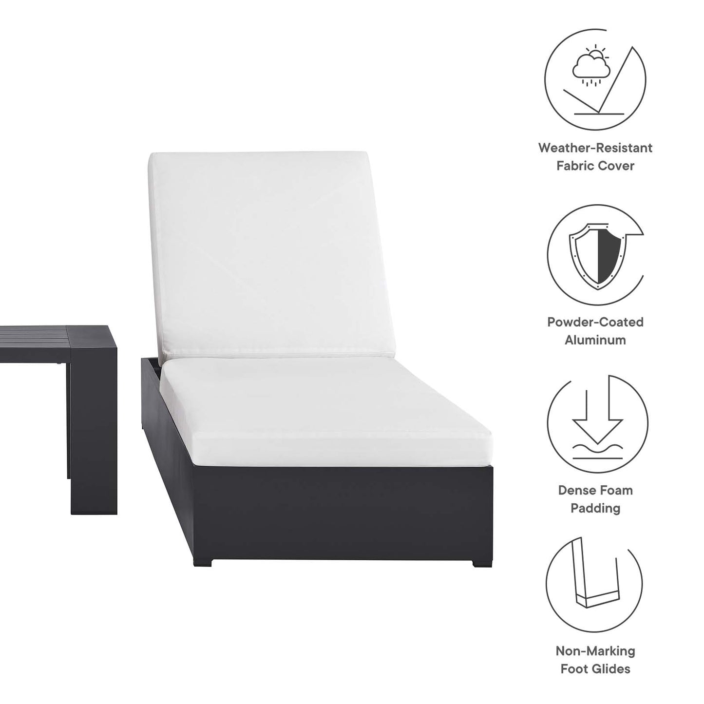 Tahoe Outdoor Patio Powder-Coated Aluminum 3-Piece Chaise Lounge Set By Modway - EEI-6673 | Outdoor Sofas, Loveseats & Sectionals | Modishstore - 14