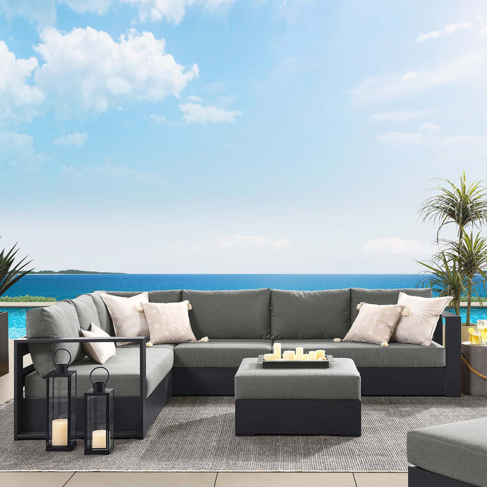 Tahoe Outdoor Patio Powder-Coated Aluminum 5-Piece Sectional Sofa Set By Modway - EEI-6674 | Outdoor Sofas, Loveseats & Sectionals | Modishstore - 1