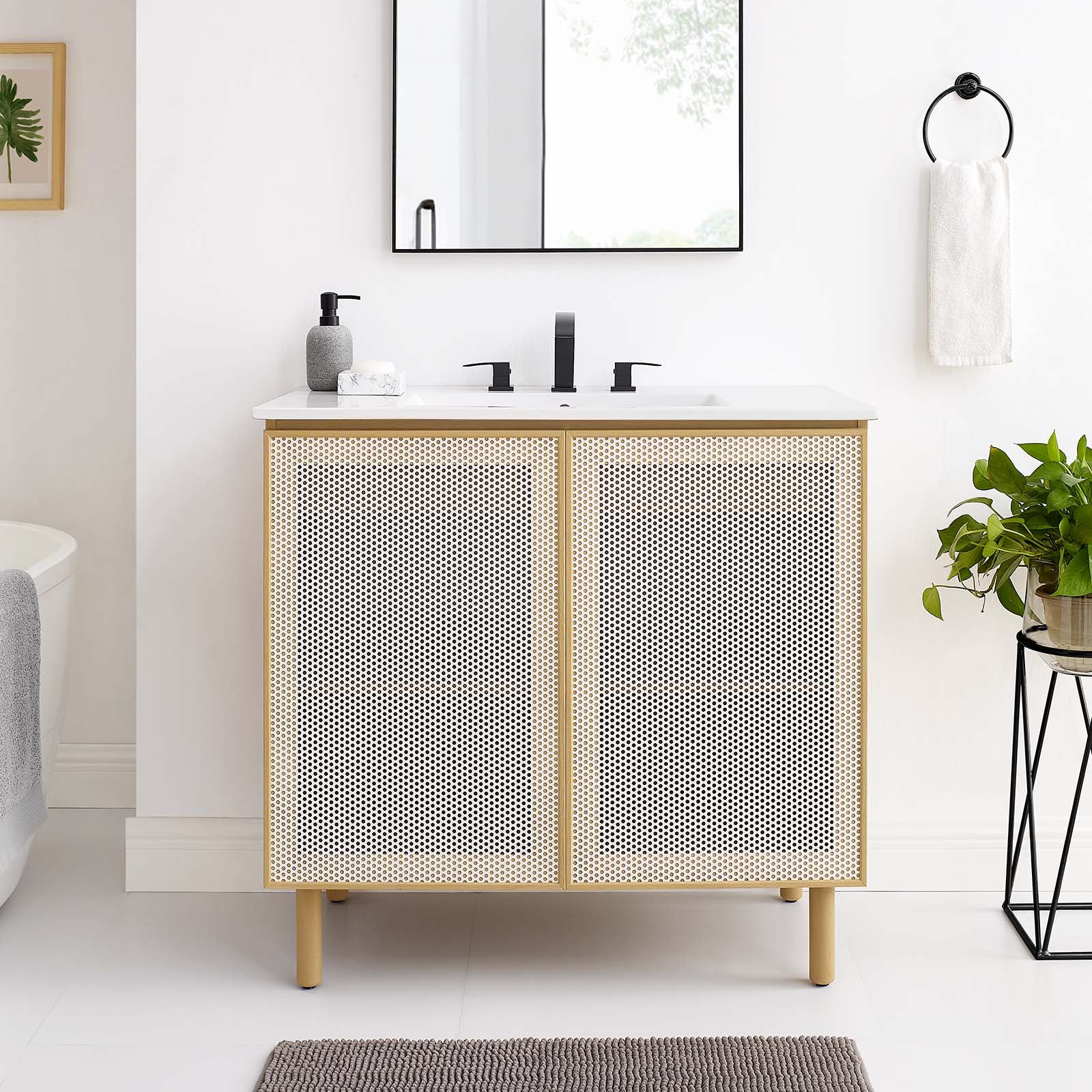 Calla 36" Perforated Metal Bathroom Vanity By Modway - EEI-6678 | Bathroom Accessories | Modishstore - 1