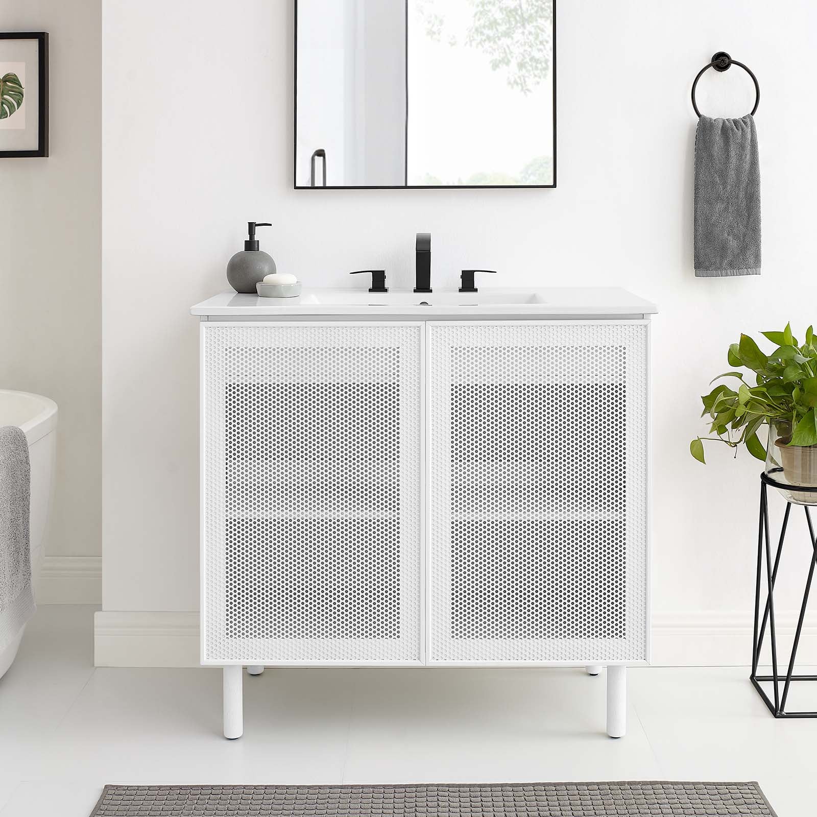 Calla 36" Perforated Metal Bathroom Vanity By Modway - EEI-6678 | Bathroom Accessories | Modishstore - 13