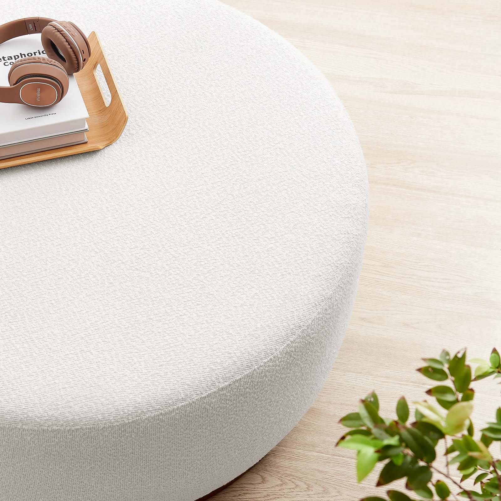 Tilden Large 38" Round Boucle Upholstered Upholstered Ottoman By Modway - EEI-6682 | Ottomans | Modishstore - 7