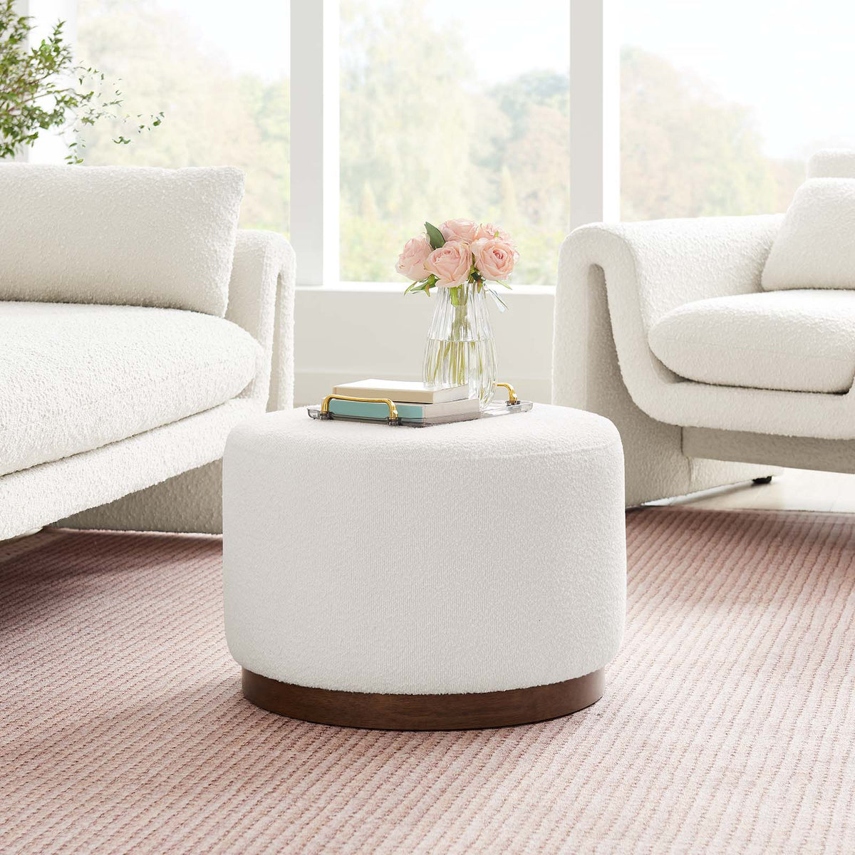 Tilden Large 23" Round Boucle Upholstered Upholstered Ottoman By Modway - EEI-6683 | Ottomans | Modishstore - 1