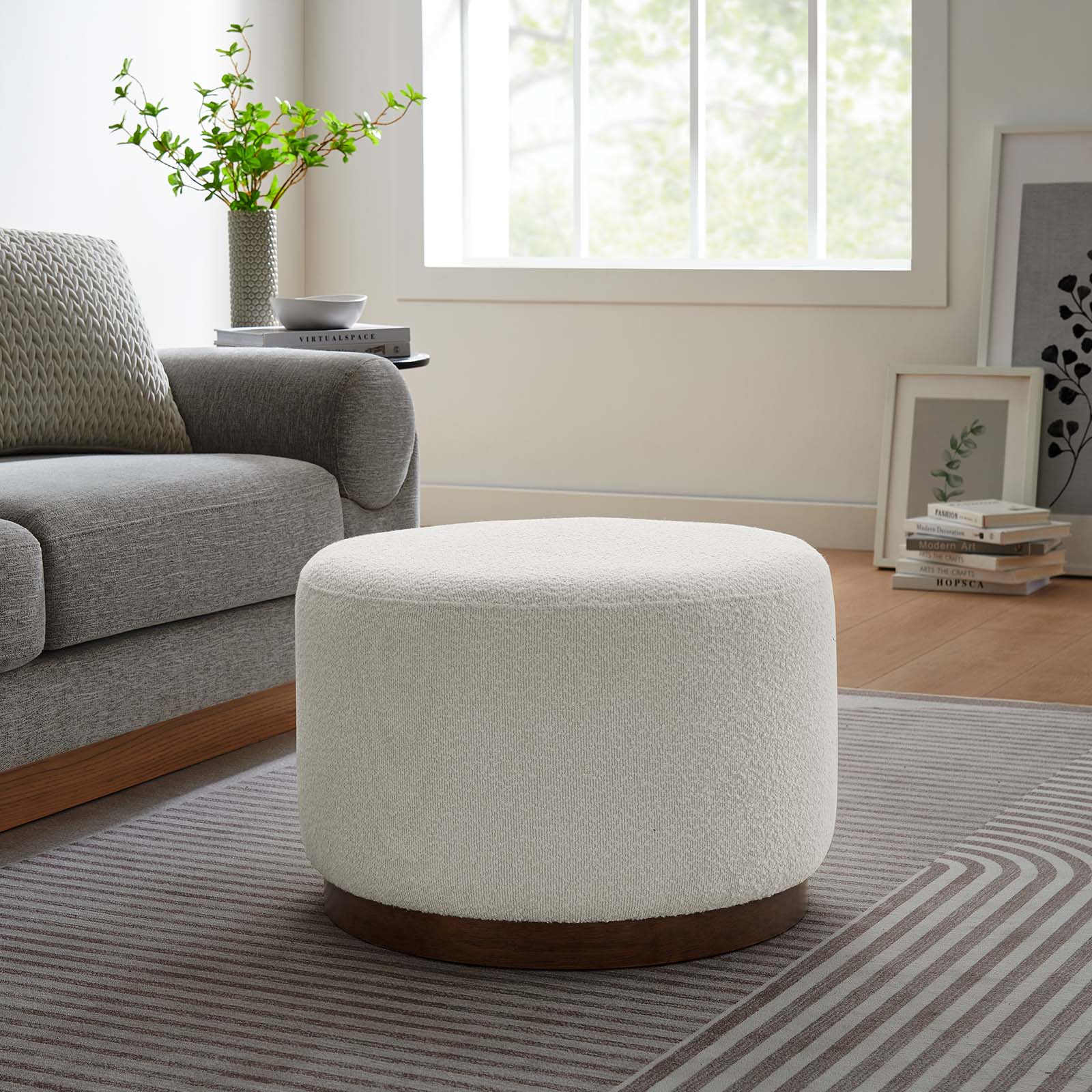 Tilden Large 23" Round Boucle Upholstered Upholstered Ottoman By Modway - EEI-6683 | Ottomans | Modishstore - 8