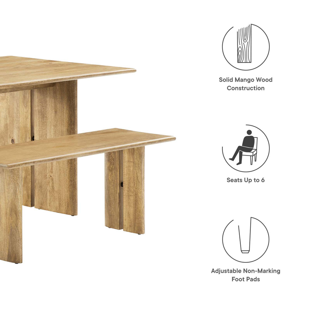Amistad 60" Wood Dining Table and Bench Set By Modway - EEI-6690 | Dining Sets | Modishstore - 3