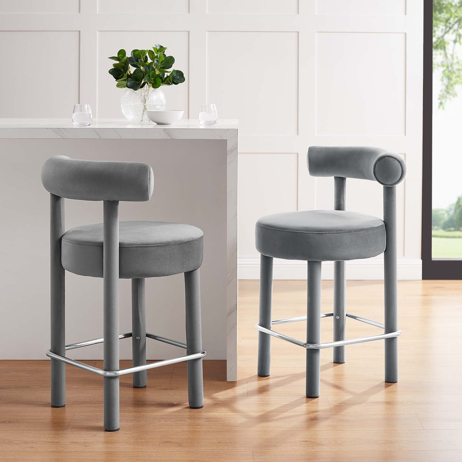 Toulouse Performance Velvet Counter Stool - Set of 2 By Modway - EEI-6708 | Counter Stools | Modishstore - 13
