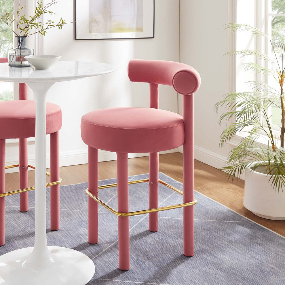 Toulouse Performance Velvet Bar Stool - Set of 2 By Modway - EEI-6710 | Bar Stools | Modishstore - 3
