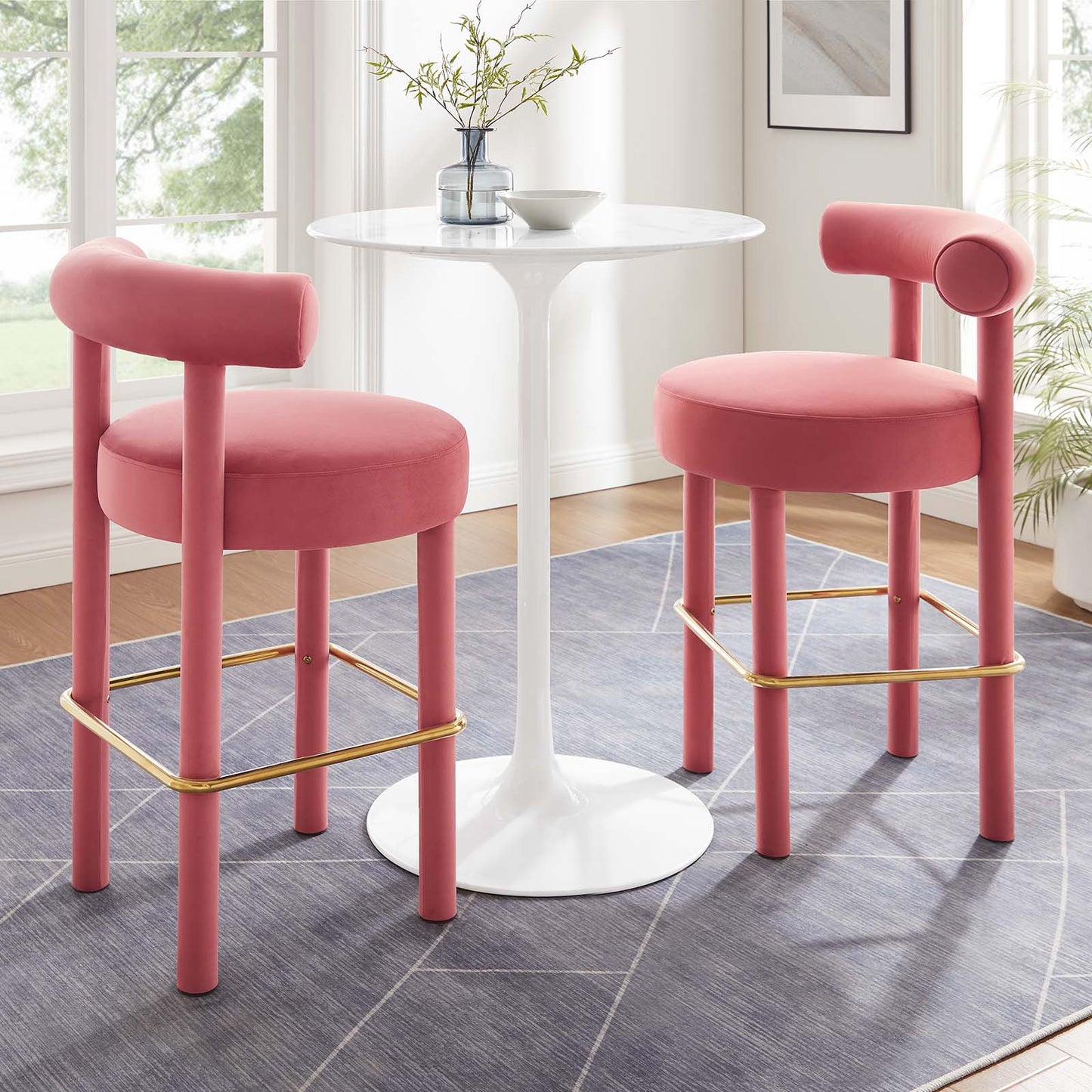 Toulouse Performance Velvet Bar Stool - Set of 2 By Modway - EEI-6710 | Bar Stools | Modishstore - 1