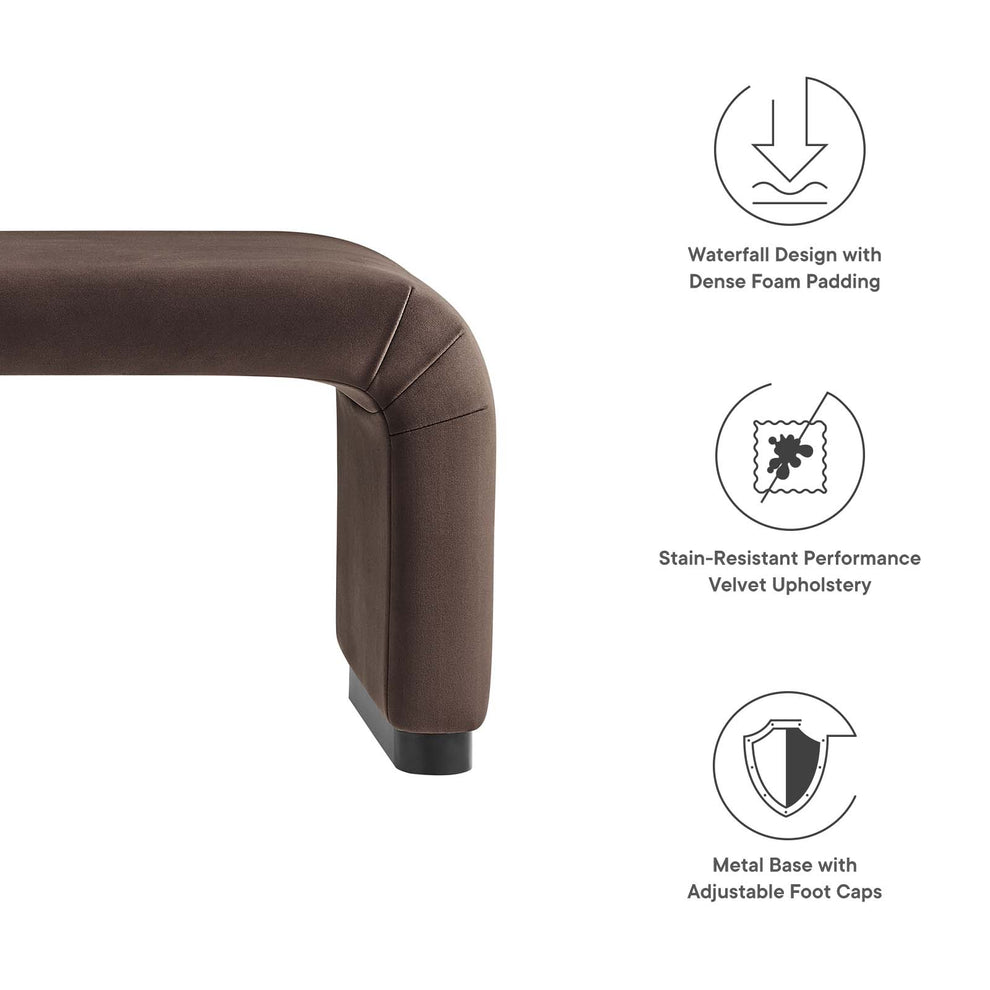 Koda Performance Velvet Waterfall Long Bench By Modway - EEI-6734 | Benches | Modishstore - 6