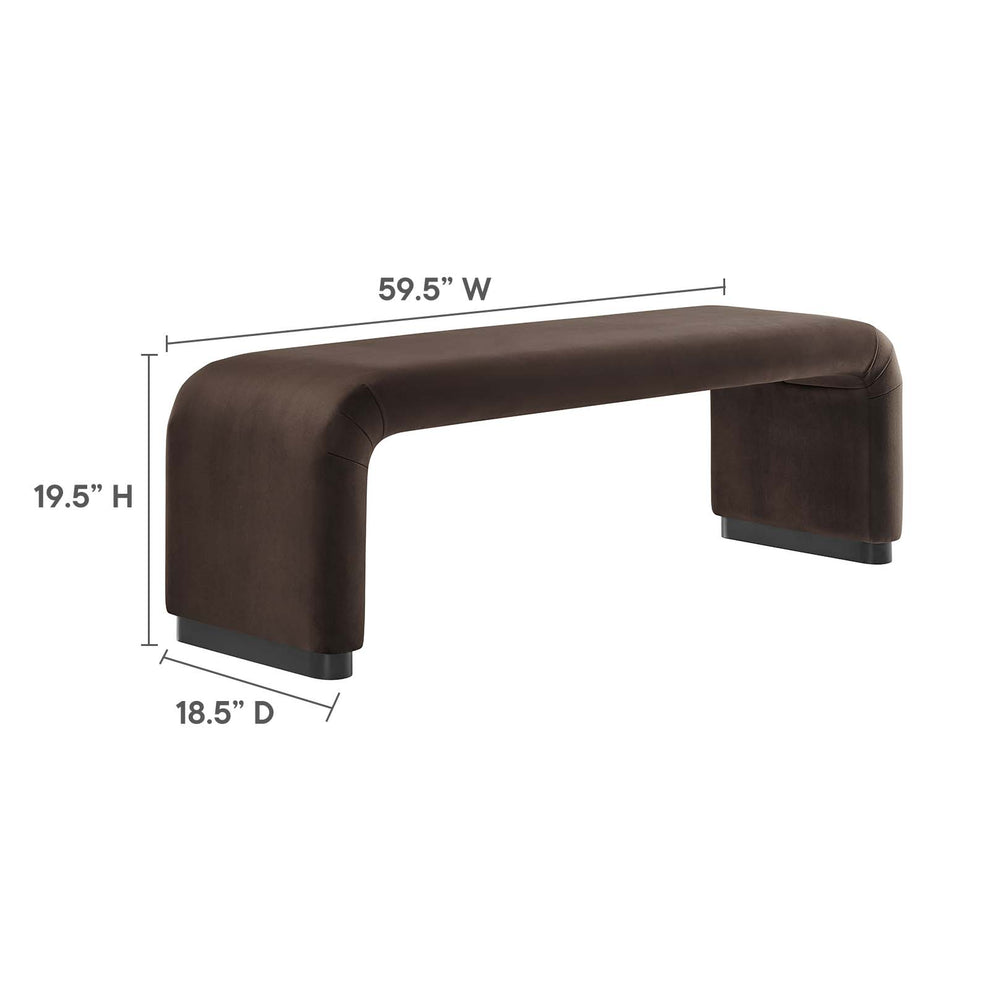 Koda Performance Velvet Waterfall Long Bench By Modway - EEI-6734 | Benches | Modishstore - 7