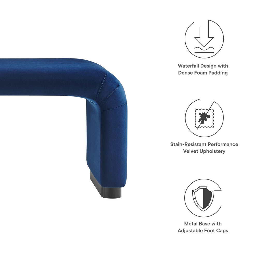 Koda Performance Velvet Waterfall Long Bench By Modway - EEI-6734 | Benches | Modishstore - 14