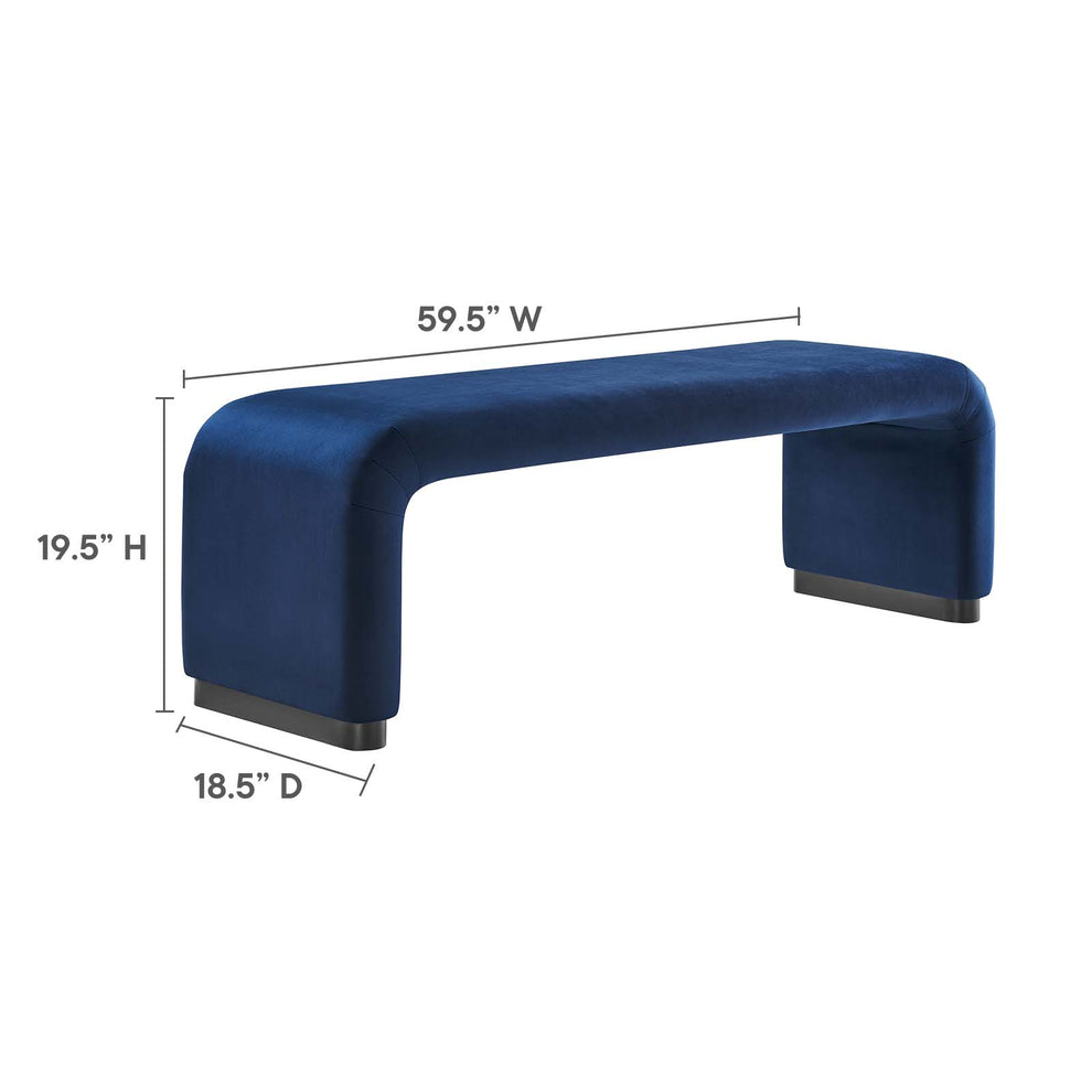 Koda Performance Velvet Waterfall Long Bench By Modway - EEI-6734 | Benches | Modishstore - 15