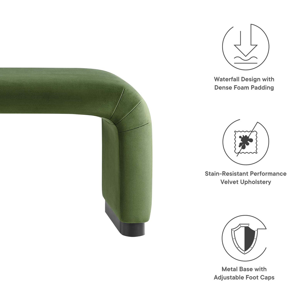 Koda Performance Velvet Waterfall Long Bench By Modway - EEI-6734 | Benches | Modishstore - 22