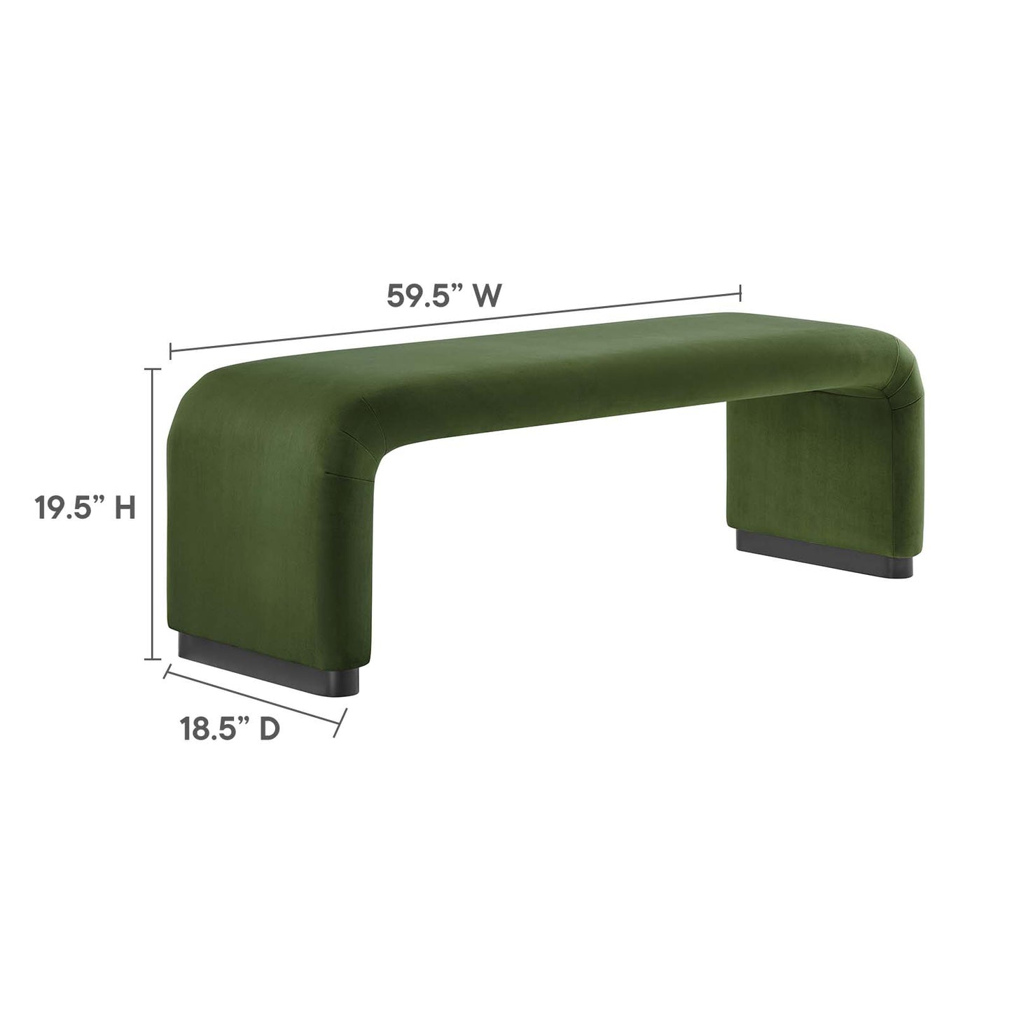 Koda Performance Velvet Waterfall Long Bench By Modway - EEI-6734 | Benches | Modishstore - 23