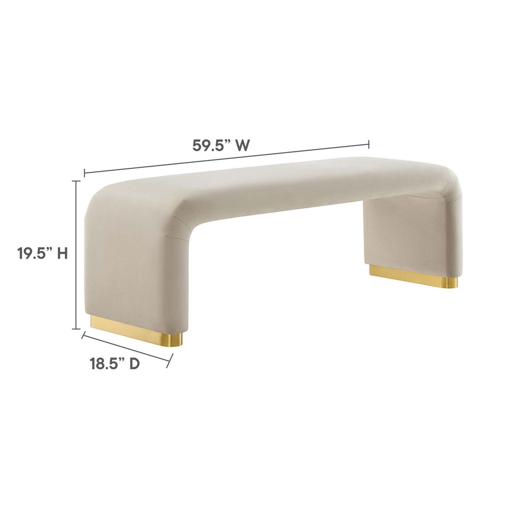 Koda Performance Velvet Waterfall Long Bench By Modway - EEI-6734 | Benches | Modishstore - 31