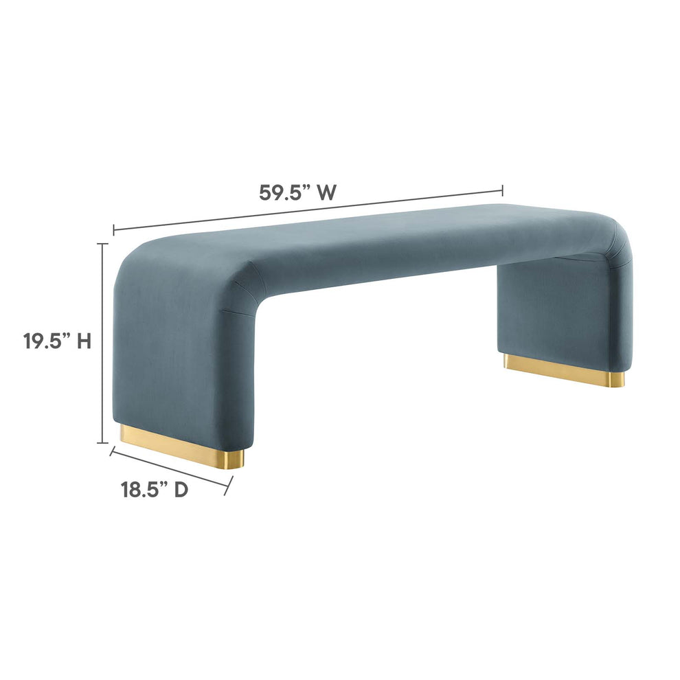 Koda Performance Velvet Waterfall Long Bench By Modway - EEI-6734 | Benches | Modishstore - 39