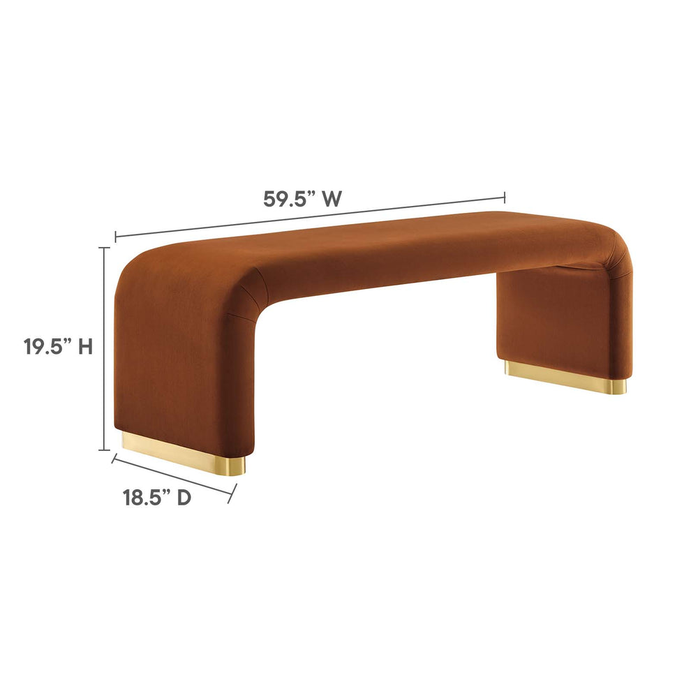 Koda Performance Velvet Waterfall Long Bench By Modway - EEI-6734 | Benches | Modishstore - 47