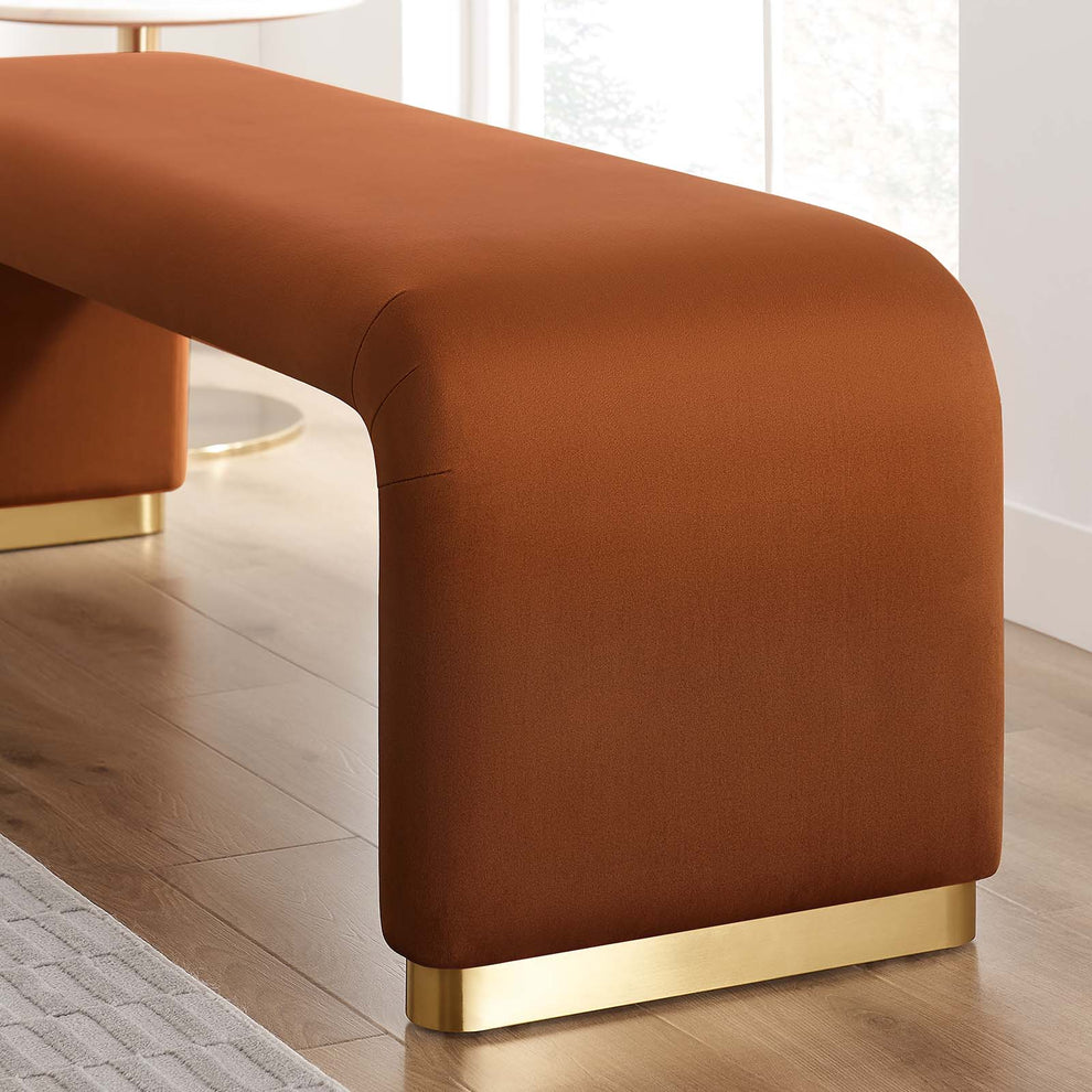 Koda Performance Velvet Waterfall Long Bench By Modway - EEI-6734 | Benches | Modishstore - 48