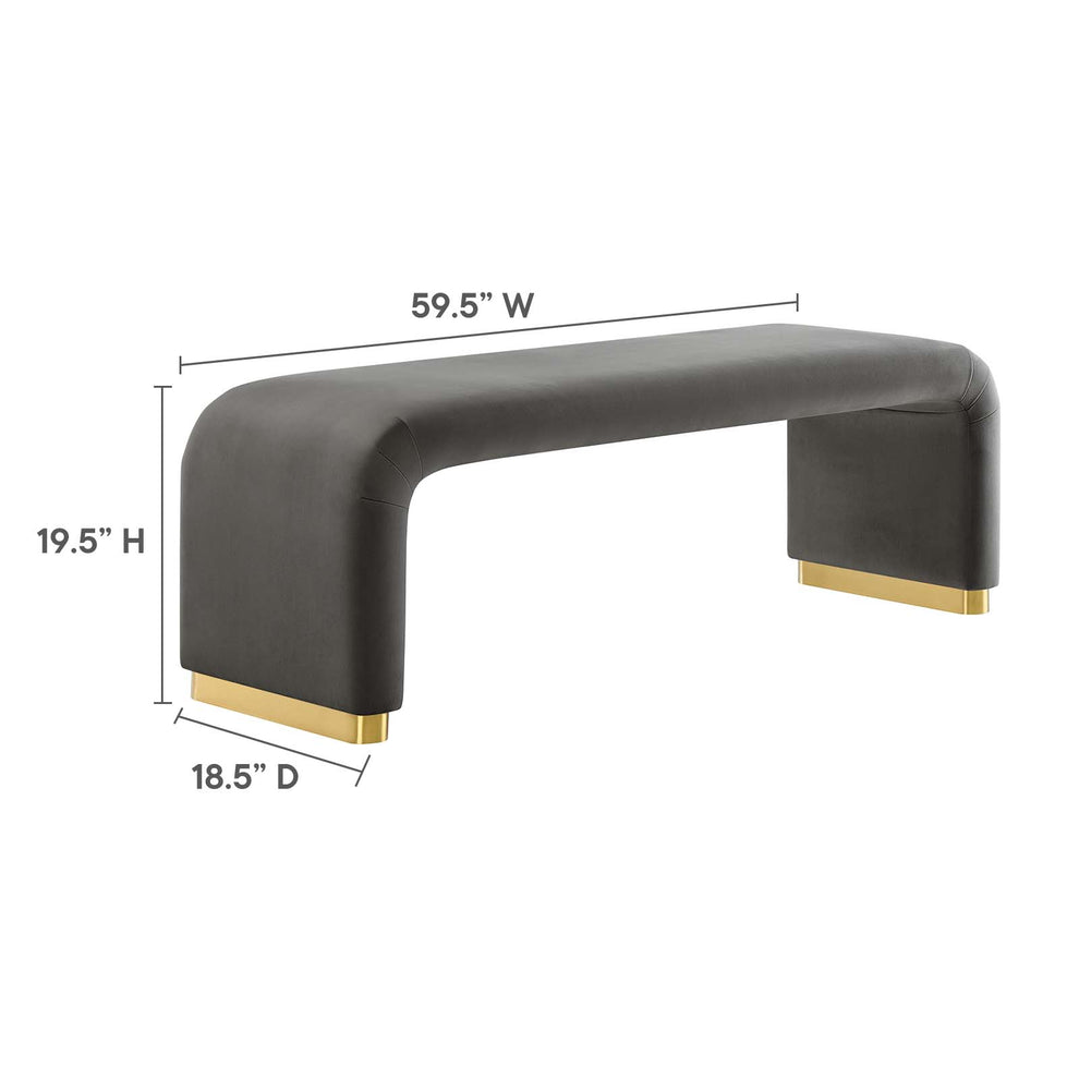 Koda Performance Velvet Waterfall Long Bench By Modway - EEI-6734 | Benches | Modishstore - 55