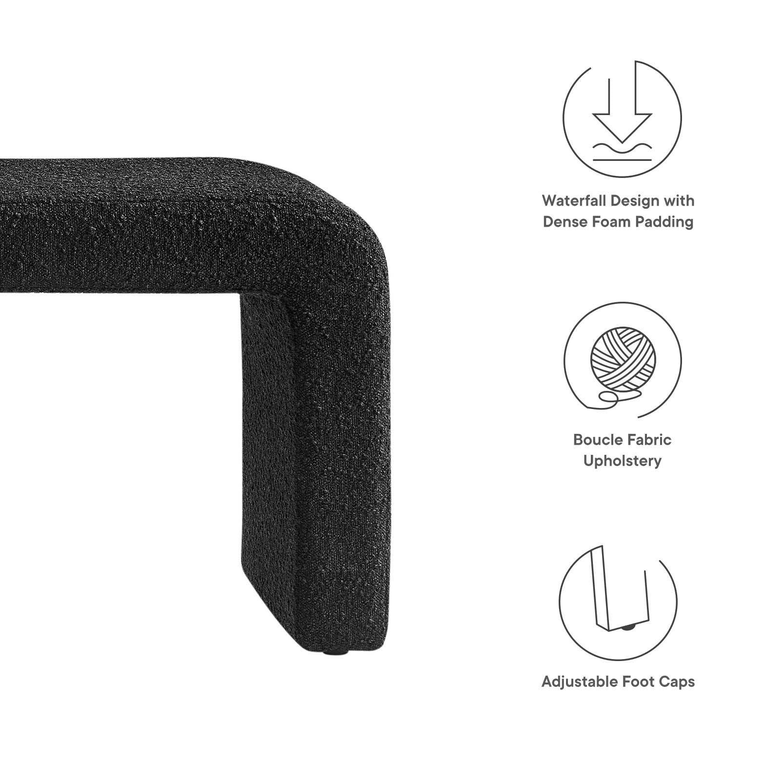 Simba Boucle Fabric Waterfall Long Bench By Modway - EEI-6736 | Benches | Modishstore - 6