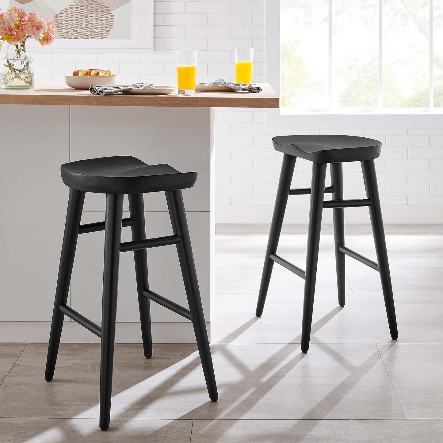 Saville Backless Wood Counter Stools - Set of 2 By Modway - EEI-6739 | Bar Stools | Modishstore - 1