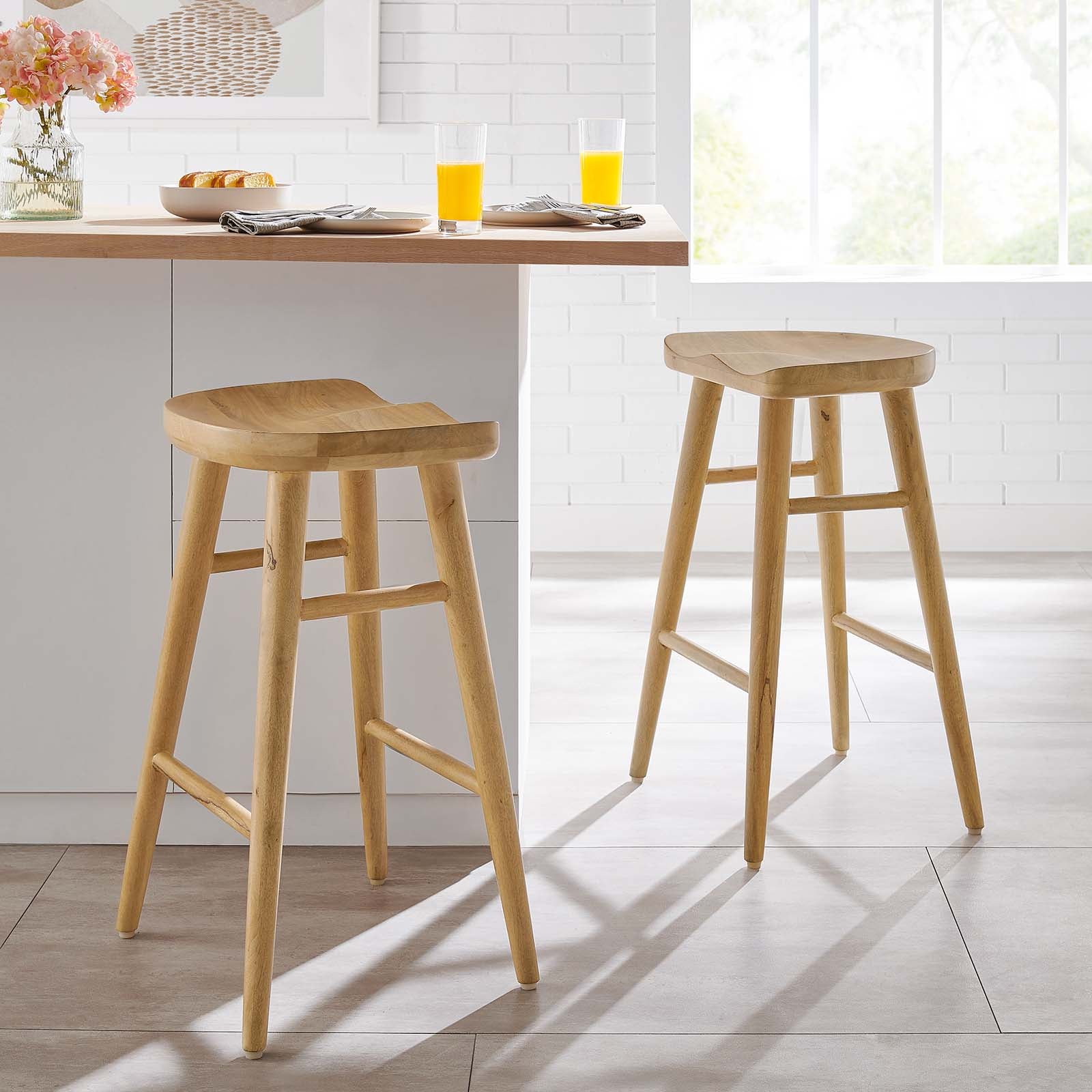 Saville Backless Wood Counter Stools - Set of 2 By Modway - EEI-6739 | Bar Stools | Modishstore - 11